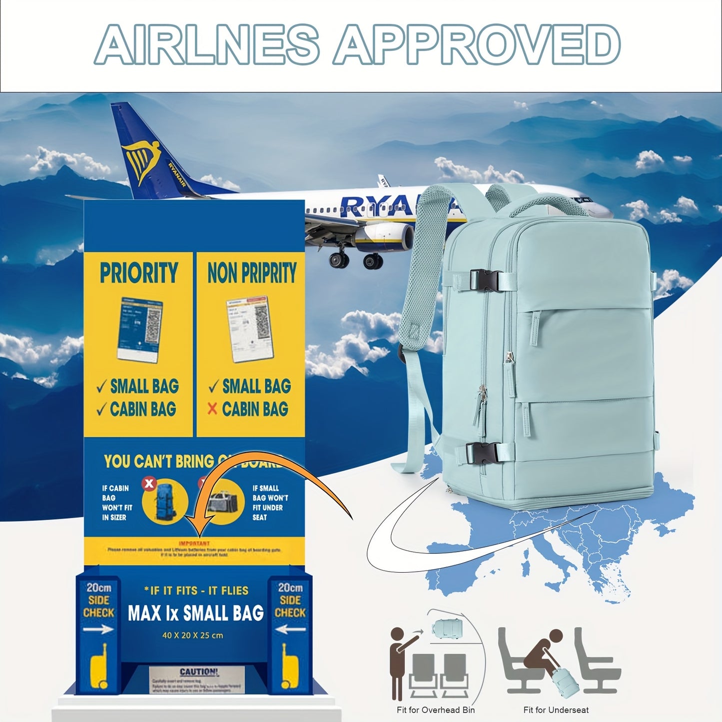 Rugtas Lichtgewicht - Handbagage met Schoenenvak & Grote Capaciteit”