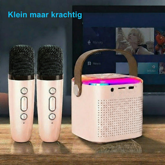 🎤 Bluetooth Karaoke Speaker met 2 Draadloze Microfoons & RGB Lichtshow