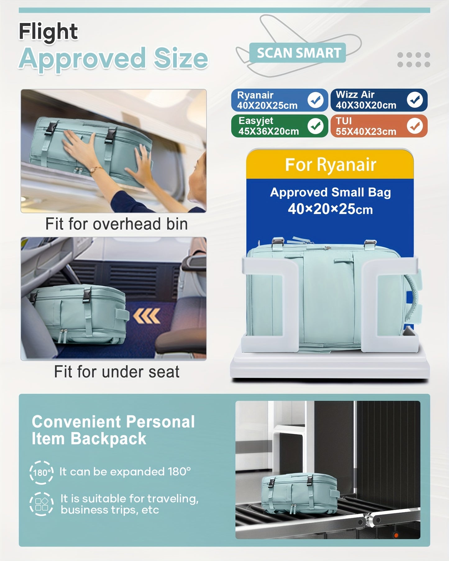 Rugtas Lichtgewicht - Handbagage met Schoenenvak & Grote Capaciteit”