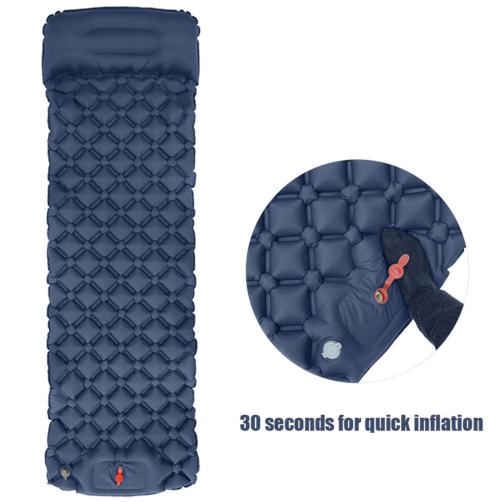 Outdoor Inflatable Sleeping Pad – Camping Mattress with Built-in Pillow