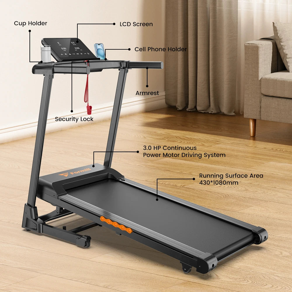 Formill Treadmill for Home Fitness – EU Warehouse | 3 Styles | Foldable, Incline & Handrail | Low Noise & Shock Absorption
